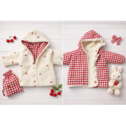 veste à capuche enfant en sherpa motif cerises reversible – 1 mois à 4 ans