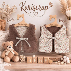 Gilet enfant en sherpa motif fleurs 1 – 1 mois à 4 ans