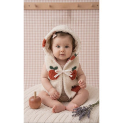 gilet sherpa sans manche motif pomme