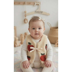 Gilet enfant en sherpa motif pommes – 1 mois à 4 ans