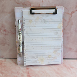 bloc notes et son presse-papiers  floral